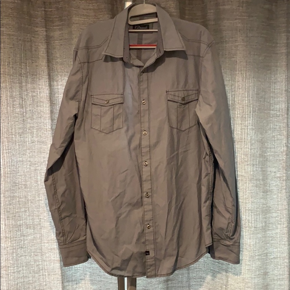 Grey, mini pinstripe, collar long sleeve